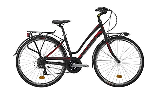 Biciclette da città : Atala Citybike da Donna Modello 2020 Discovery, 21 velocità, Colore Nero - Rosso, Misura 44 (S)
