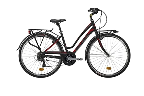 Biciclette da città : Atala Citybike da Donna Modello 2021 Discovery, 21 velocità, Colore Nero - Rosso, Misura 44 (S)