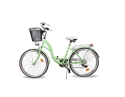 Biciclette da città : BDW Blanca - Bicicletta da donna con bretelle, 6 marce, colore: bianco, 26 pollici