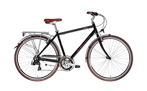 Biciclette da città : Bianchi City Bike 28" Spillo Rubino Deluxe 21V Uomo Nero / Rosso Lucido Mis.51