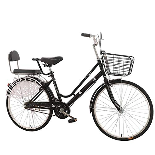 Biciclette da città : Bici Bike Biciclette 24 / 26" Leggero For Adulti I Pendolari Donne Uomini Studente Unisex Della Citt, Ammortizzatori, Signore Bike Con Posteriore Carry Rack E Stoccaggio Di Grandi Dimensioni Basket