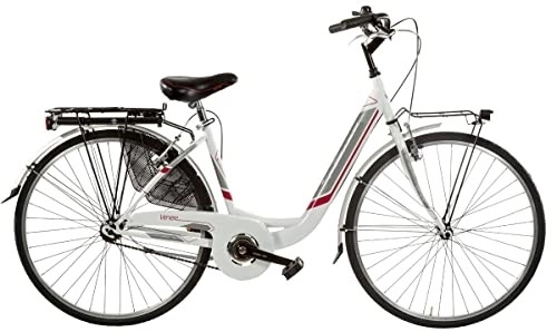 Biciclette da città : BICI MISURA 26 DONNA DA PASSEGGIO FEMMINILE TELAIO VENERE BICICLETTA CITY SENZA CAMBIO 1V MADE IN ITALY ART. VEN26X175SC (BIANCO ROSSO)