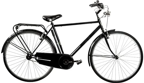 Biciclette da città : Bici Misura 28 Olanda Uomo Senza FILETTI Bicicletta Maschile da Passeggio Olandese Senza Cambio 1V Made in Italy Art. OL28SF (Nero, 58 CM)