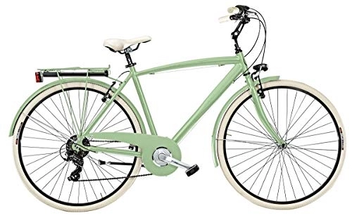 Biciclette da città : BICI MISURA 28 UOMO TELAIO ALLUMINIO DA PASSEGGIO COTTAGE COLORE PASTELLO, VINTAGE MASCHILE DA città BICICLETTA CITY BIKE CAMBIO SHIMANO 6V MADE IN ITALY ART. COTTAGE6VU (47 CM, VERDE PASTELLO OPACO)