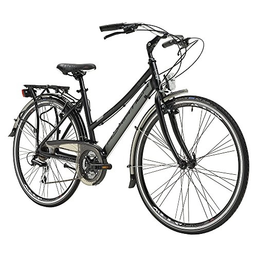 Biciclette da città : Bicicletta Cicli Adriatica Boxter HP da donna, telaio in alluminio, ruota da 28", cambio Shimano 21 velocità, taglia 45 (Nero, 45)
