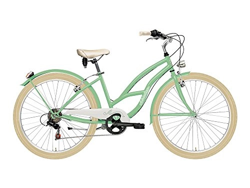 Biciclette da città : Bicicletta Cicli Adriatica Cruiser da donna, telaio in acciaio, ruota da 26", cambio Shimano a 6 velocità, taglia 45 (Verde, H 45)