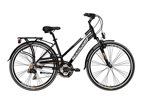 Biciclette da città : Bicicletta Cicli Adriatica Sity 2 da donna, telaio in alluminio, forcella anteriore ammortizzata, ruota da 28", taglia 45, cambio Shimano a 21 velocità (Nero, 45)