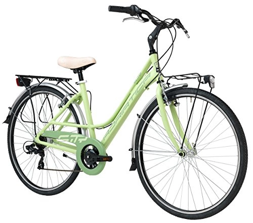 Biciclette da città : Bicicletta Cicli Adriatica Sity 3 da donna, telaio in alluminio, ruota da 28", cambio Shimano, taglia 45, tre colori disponibili (Verde Opaco, Cambio a 6 velocità)