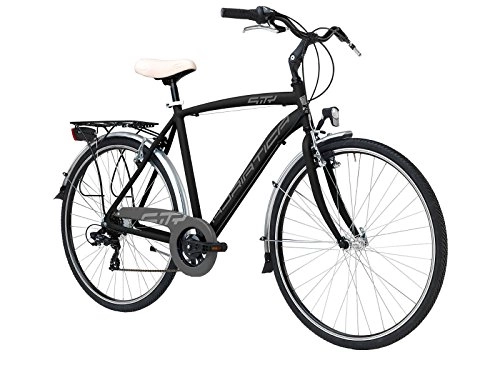 Biciclette da città : Bicicletta Cicli Adriatica Sity 3 da uomo, telaio in alluminio, ruota da 28", cambio Shimano a 18 velocità, due colori disponibili (Nero, 55)