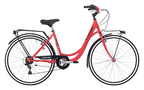 Biciclette da città : Bicicletta Cicli Cinzia Neon da donna, con telaio in acciaio, cambio a 6 velocità, ruote da 26", taglia 44 (Arancio fluo, H 44)