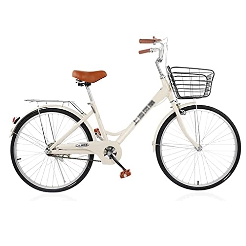 Biciclette da città : Bicicletta Classica Da 26 Pollici, Bicicletta Da Crociera Da Spiaggia, Bicicletta Retrò Comfort Per Il Pendolarismo Per Il Corpo Bicicletta Da Crociera Da Donna Impegnata Con Cestello Anteriore (Colo