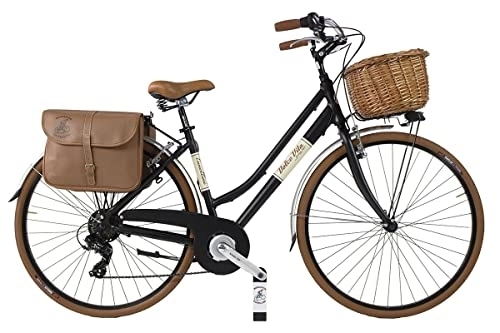 Biciclette da città : Bicicletta Dolce vita by canellini vintage via veneto retrò retro citybike CTB bike cesto borse alluminio donna (46, Nero)