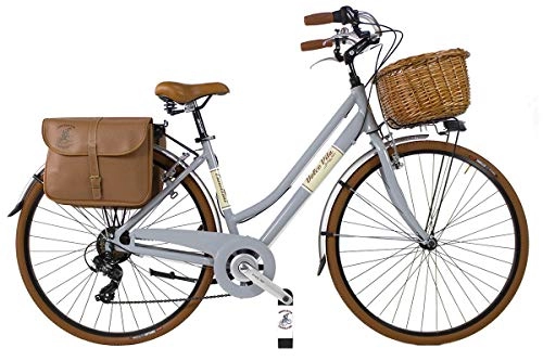 Biciclette da città : Bicicletta Dolce vita by canellini vintage via veneto retrò retro citybike CTB bike cesto borse alluminio donna (50, Grigio)