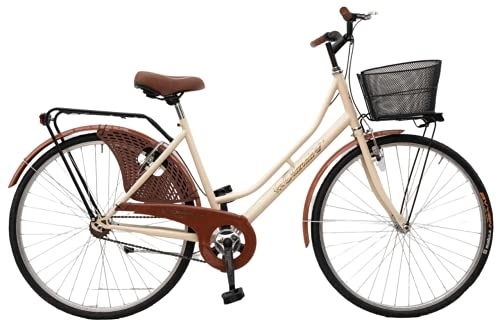 Biciclette da città : Bicicletta Donna da Passeggio Olanda Misura 26 Bici da città Vintage retrò con Cestino Beige