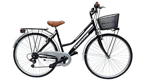 Biciclette da città : Bicicletta Donna da Passeggio Olanda Misura 28 Bici da città Vintage retrò con Cestino Nero Con Cambio