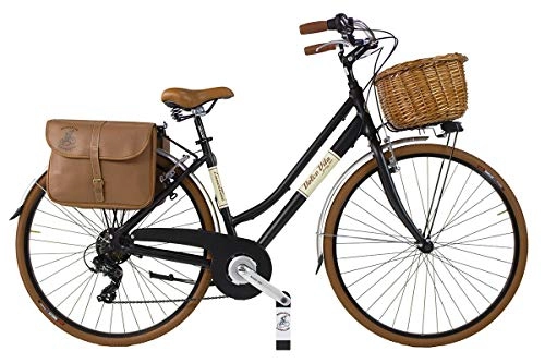 Biciclette da città : Bicicletta Vintage Donna Dolce Vita By Canellini Retrò via veneto Alluminio (46, Nero)
