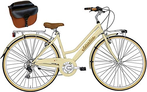 Biciclette da città : Cicli Adriatica Bicicletta PANAREA Donna 28'' Shimano 6V Panna + Borse