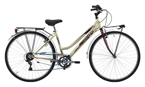 Biciclette da città : CINZIA Bicicletta 28' Country Bici Donna Lady City Bike con Cambio 6vel. (Crema / Amaranto)