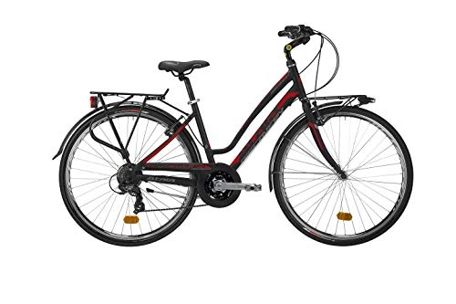 Biciclette da città : Citybike da donna Atala modello Discovery S, 21 velocità, colore nero-rosso, misura 49 (168cm - 180cm)