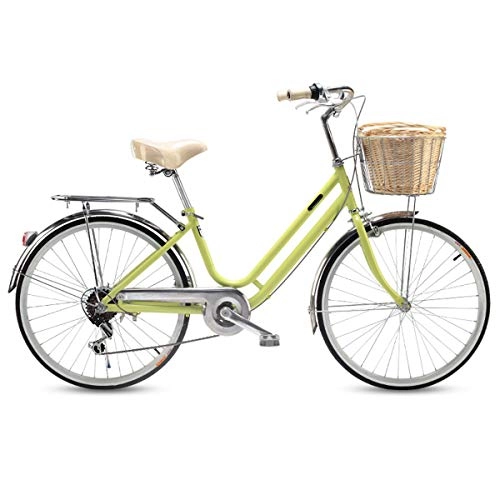 Biciclette da città : CLOUDH 24" Comfort Bike, Bicicletta da Citt Donna con Cesto Shimano 6 velocit
