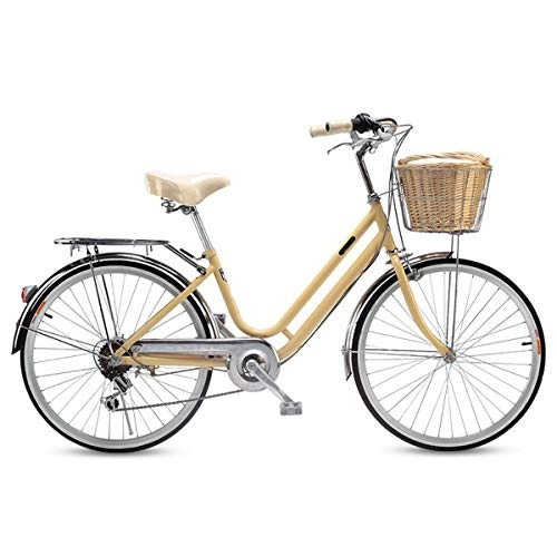 Biciclette da città : CLOUDH Comfort Bike, Bicicletta da Citt Donna con Cesto Shimano 6 velocit, 24