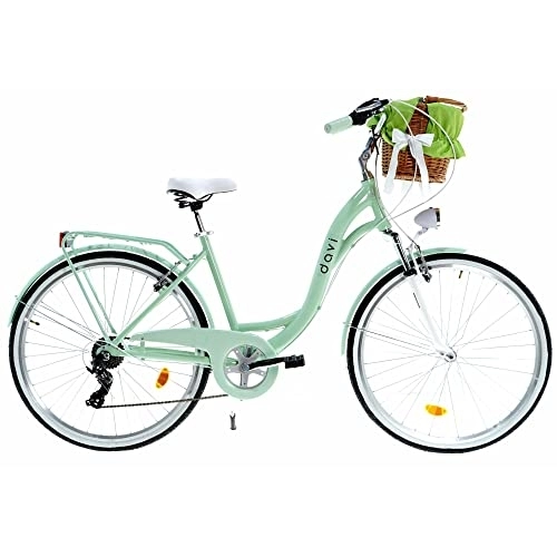 Biciclette da città : Davi Maria Premium Bike in alluminio 160-185 cm altezza, Bicicletta Bici Citybike Donna Vintage Retro, Luce Bici, 7 marce, City Bike da Donna, Bici da Donna, Bici da Città (Verde)