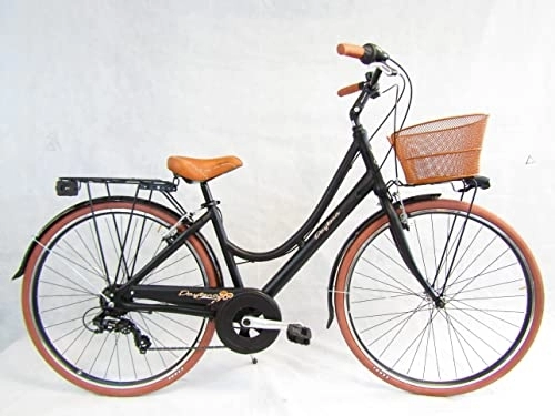 Biciclette da città : Daytona bicicletta da donna bici 28'' city bike in alluminio vintage retro' colore nero