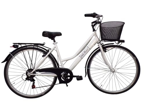 Biciclette da città : Daytona bicicletta da donna bici da passeggio city bike 28 trekking cambio 6v colore bianco