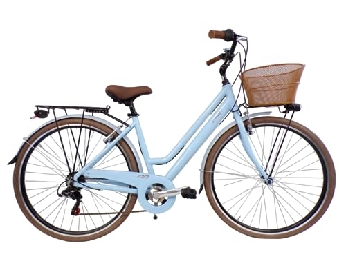 Biciclette da città : Daytona bicicletta donna bici da passeggio 28 city bike trekking telaio in alluminio (azzurro)