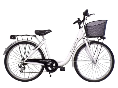 Biciclette da città : Daytona bicicletta donna bici da passeggio city bike 26 cambio 6 velocita' telaio basso (bianco)