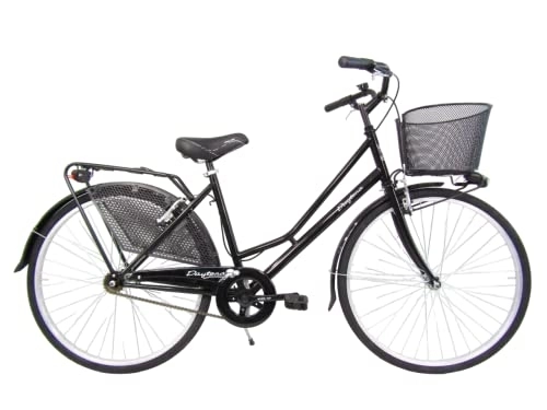 Biciclette da città : Daytona bicicletta donna da città bici da passeggio olandese 26 city bike cesto nera