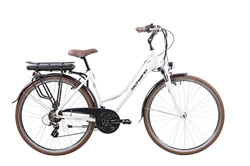 Biciclette da città : F.lli Schiano E- Ride, Bicicletta elettrica Women's, Bianca, 28''