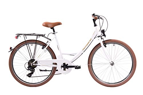 Biciclette da città : F.lli Schiano Elegance, Bici MONOTUBO Donna, Bianco-Oro, 26''