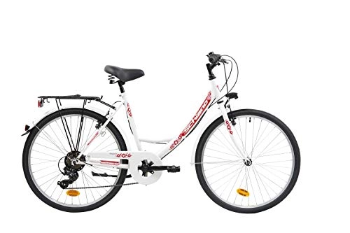 Biciclette da città : F.lli Schiano Elegance, Bici MONOTUBO Women's, Bianco-Rosso, 26''