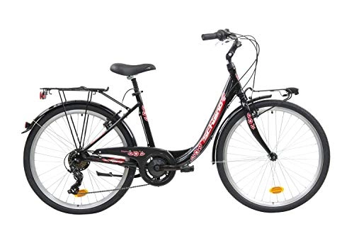 Biciclette da città : F.lli Schiano Elegance, Bici MONOTUBO Women's, Nero-Rosso, 26''
