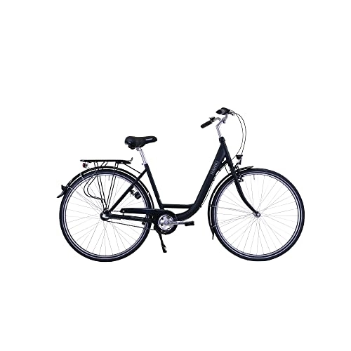 Biciclette da città : HAWK City Wave Premium - Bicicletta da donna da 28 pollici, colore nero, con cambio Shimano Nexus a 3 marce, un ingresso profondo e impugnatura ergonomica, Nero , 28 EU