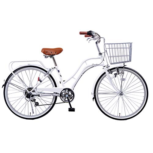 Biciclette da città : HBNW 24" Comfort Bike, Bicicletta da Città Donna 6 velocità con Cesto