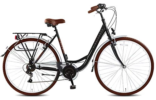 Biciclette da città : Hoop London - Bici olandese da donna, 26 pollici (66 cm), con cestino, freno a mano e set invernale, colore: Bianco