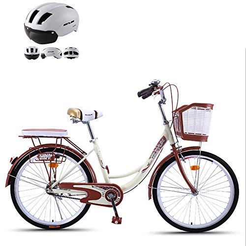 Biciclette da città : JACK'S CAT Biciclette da Donna, comode Biciclette da Donna retrò Urbane, Biciclette da pendolare, con cestini per la Spesa e telai dei sedili Posteriori rinforzati, Marrone