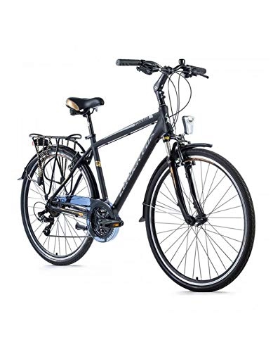 Biciclette da città : Leader Fox Ferrara - Bicicletta da Uomo in Alluminio, 7 velocità, Altezza Telaio: 48 cm, Colore: Nero Opaco