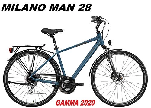 Biciclette da città : LOMBARDO BICI Milano Man Ruota 28 Shimano ACERA 24V Gamma 2020 (Green Shock Matt, 53 CM)