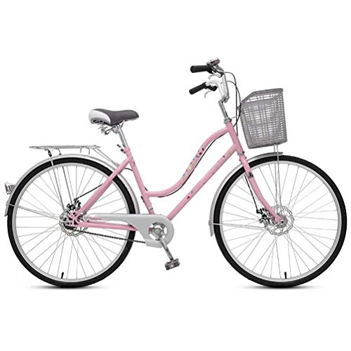 Biciclette da città : MC.PIG Bicicletta da Città da 24"per Adulti con Telaio per Adulti in Acciaio al Carbonio Pendolare per Bici da Donna Cestino da Bici da Uomo Stile Olandese Bicicletta da Città da Donna, Bicicletta da