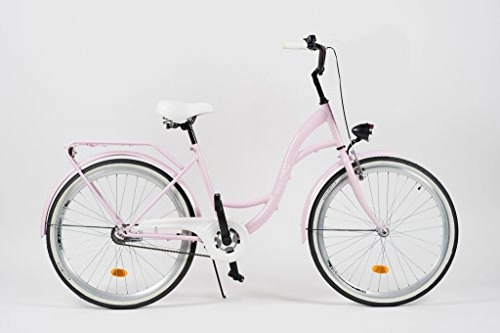 Biciclette da città : Milord 2018 City Comfort Bike, da donna, stile olandese con portapacchi posteriore, 1 velocità, rosa, 71 cm