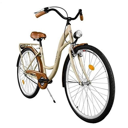 Biciclette da città : Milord Bikes MILORD. 2018 Comfort di bicicletta con schienale Traeger, Holland, Signora ruota di bicicletta, 1 velocità, marrone, 26 pollici