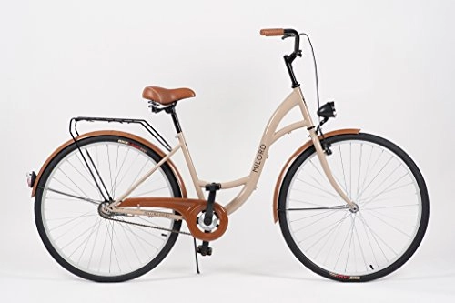 Biciclette da città : Milord City Comfort Bike 2018 - Bicicletta da donna stile olandese con portapacchi posteriore, 3 velocità, marrone, 66 cm