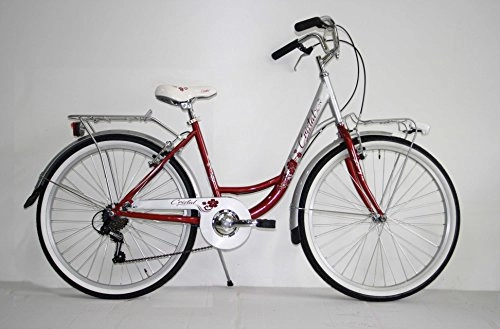 Biciclette da città : NUOVA BICI BICICLETTA 26" CLASSICA DONNA OLANDA CITY BIKE 6 VELOCITA' SHIMANO (Rosso)
