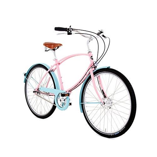 Biciclette da città : Pashley Tube Rider – Bicicletta da città colorata per lui e per lei, cambio a 5 marce, telaio da 19", rosa / turchese