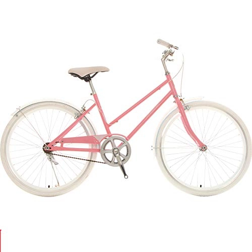 Biciclette da città : STAD Bicicletta da Donna A velocità Singola da Crociera, Bicicletta per Pendolari Comoda City Road Bicycle Telaio in Acciaio Ad Alto Tenore di Carbonio Ruote da 24 Pollici Colori Multipli, Light Pink