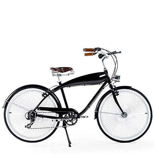 Biciclette da città : SXC Bicicletta di Città City Bike da 26 Pollici, Cambio a 7 Marce, Fari a LED a Batteria Pedale in Alluminio Specchio Ovale retrò, Universale per Uomo e Donna