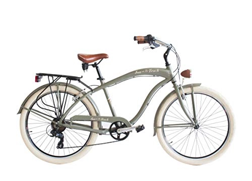 Biciclette da città : Via Veneto Beach Cruiser Bicicletta opaca verde 26"; Retro Bici Uomo by Airbici